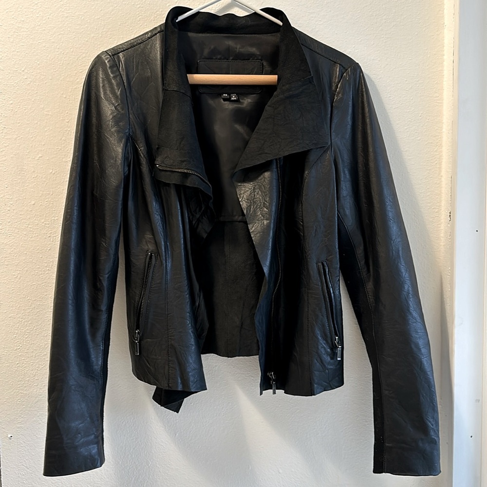 Women’s Black Leather Jacket | Size 38 (Fit Size Small)